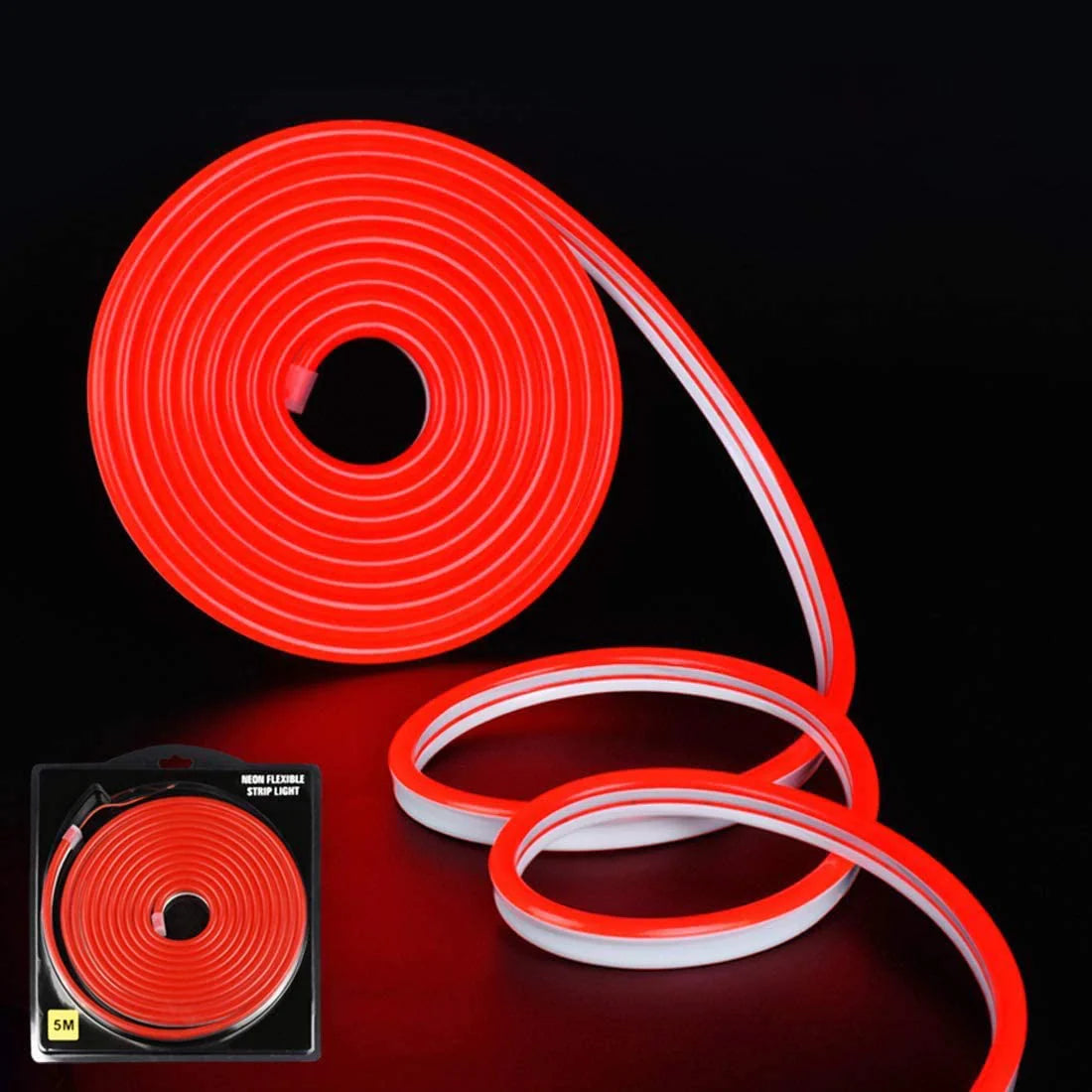 Mini Red LED Neon Flex 12V 6x12mm 120LED/m IP65 Waterproof 1cm Cut - ATOM LED