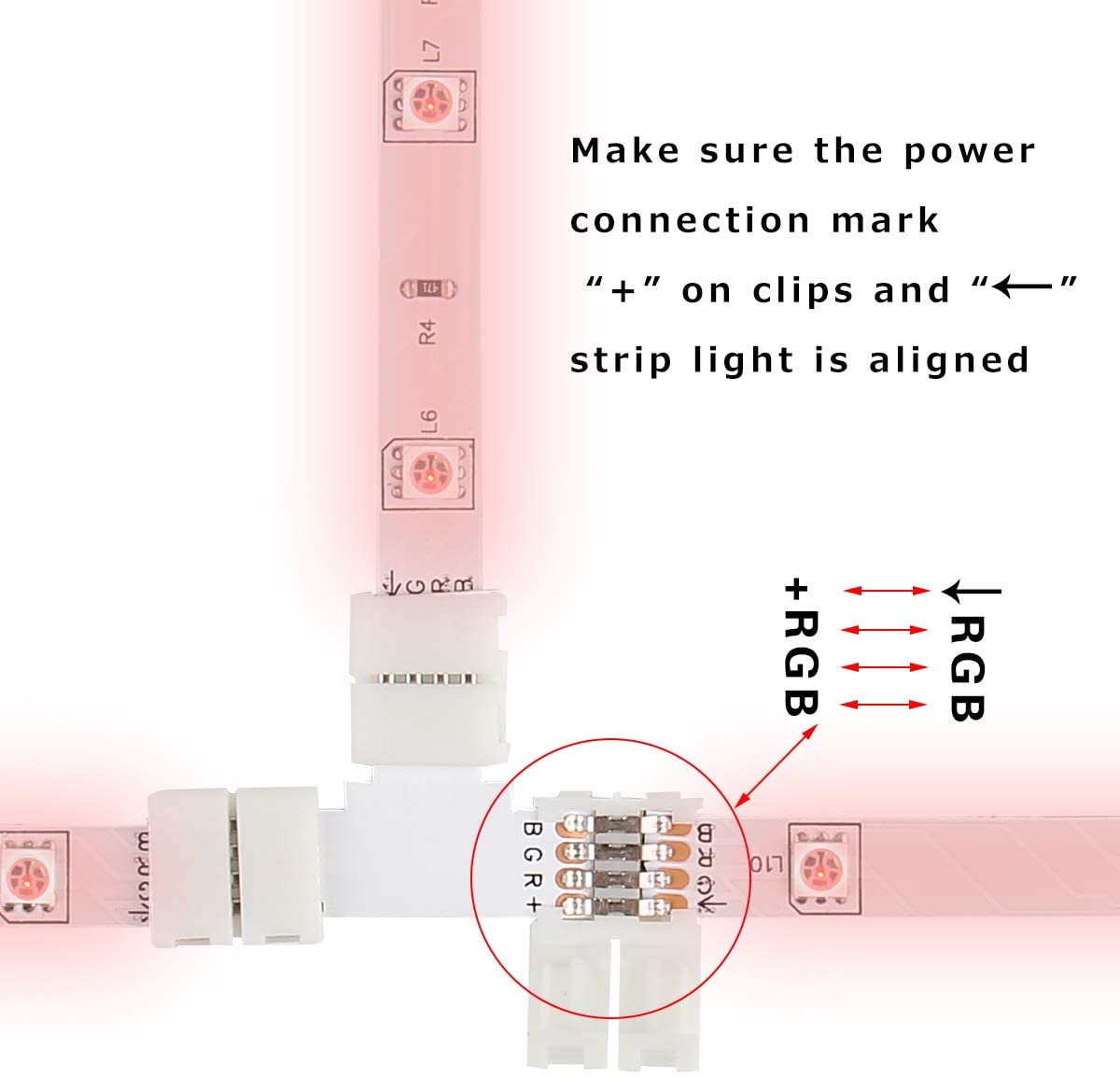 LED Strip Accessories 5pcs L Shape PCB RGB Connectors 4 pin 10mm - ATOM LED