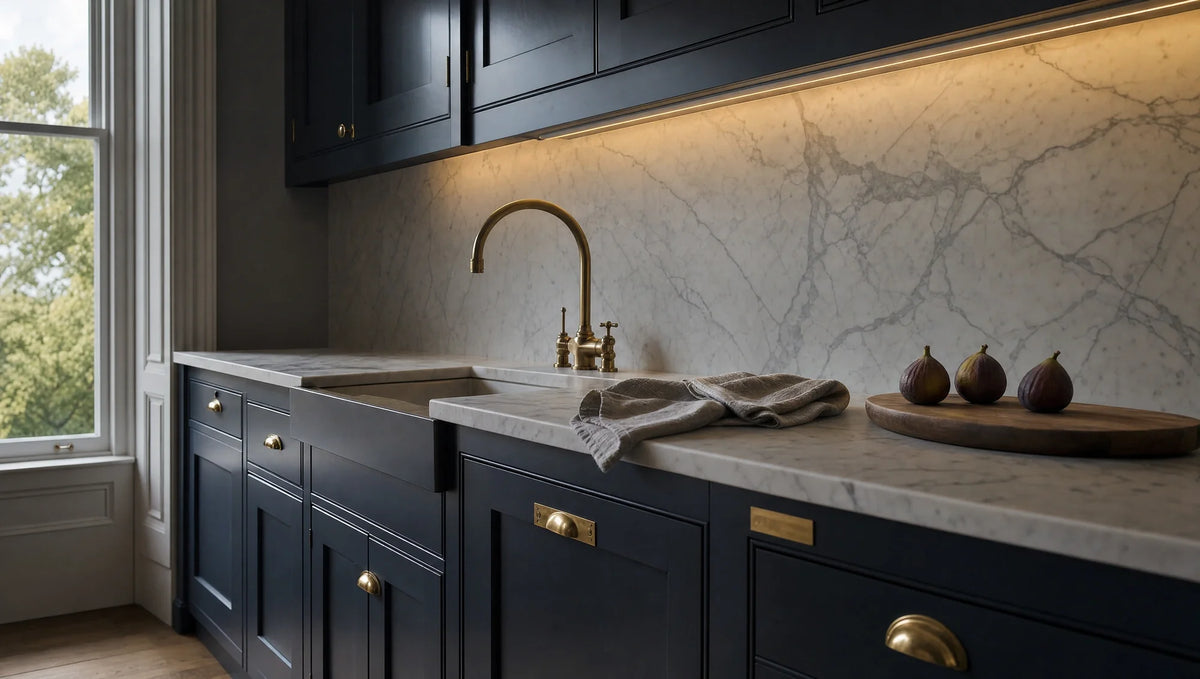 Warm white COB strip in slim profile under kitchen wall units