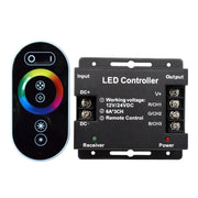 12V/24V RGB LED Strip Controller with Touch Remote 18A 3 Channel RGB LED Controller with RF Remote Control - ATOM LED