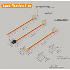 12mm 3-Pin Connectors Kit for RGB IC COB LED Strip Light IP20