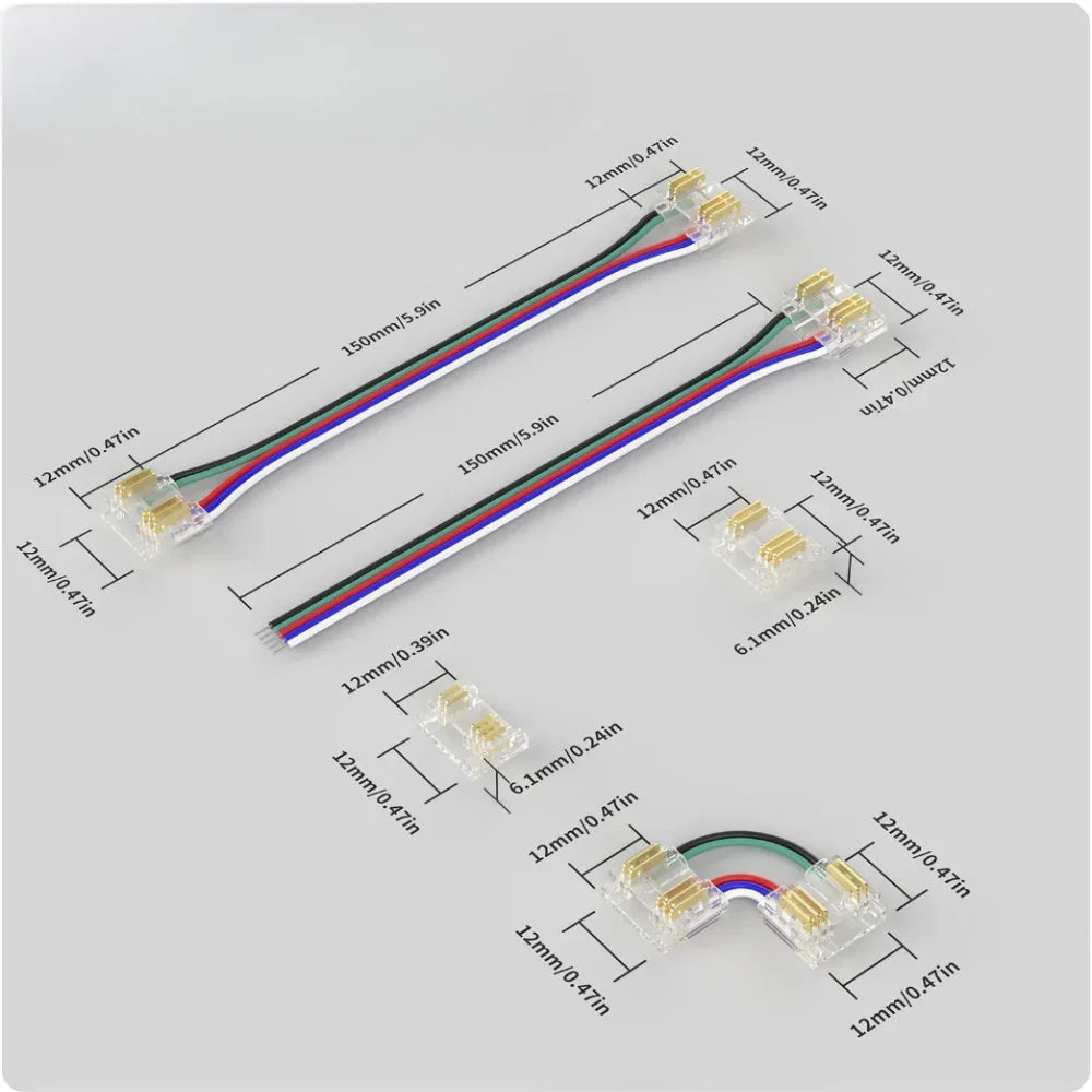 12mm 6-Pin Connectors Kit for RGB CCT COB LED Strip Light