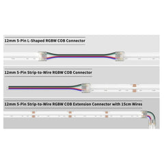 12mm 5-Pin Connectors Kit for RGBW COB LED Strip Light
