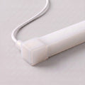 Left cable-entry cap for 15x15mm LED neon flex, soft opal silicone, fitted illustration