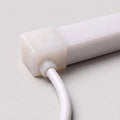 Right cable-entry cap for 15x15mm LED neon flex, soft opal silicone, fitted illustration