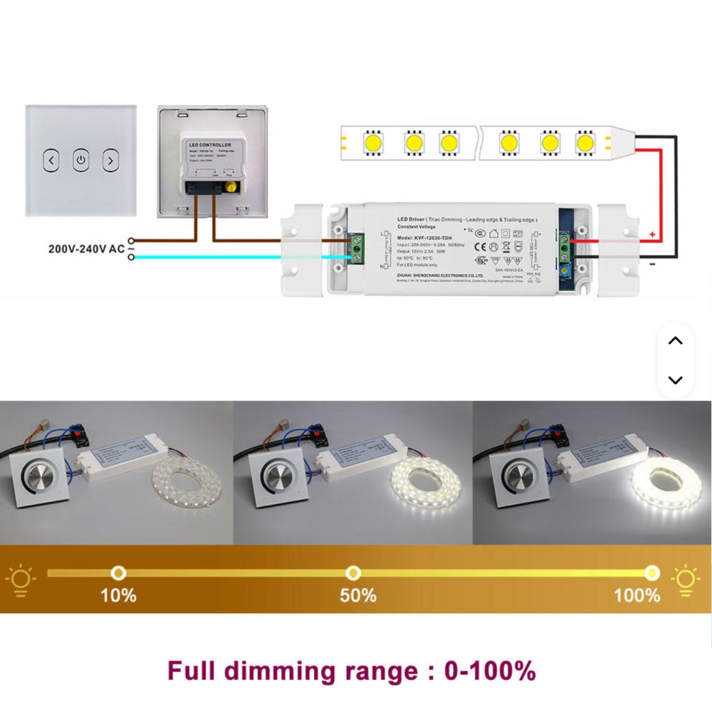 48V IP20 Triac Dimmable Power Supply Driver Constant Voltage 30W