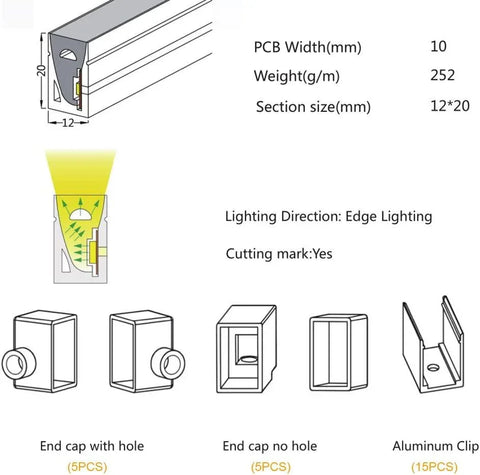 Led Flex Diffusers Silicone LED Neon Flex Diffuser Body for LED Strip 12x20mm – ATOM LED