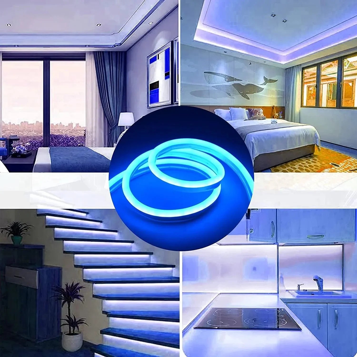 Blue LED Neon Flex DC 12V IP65 Waterproof 8x16mm 120 LEDs/M - ATOM LED