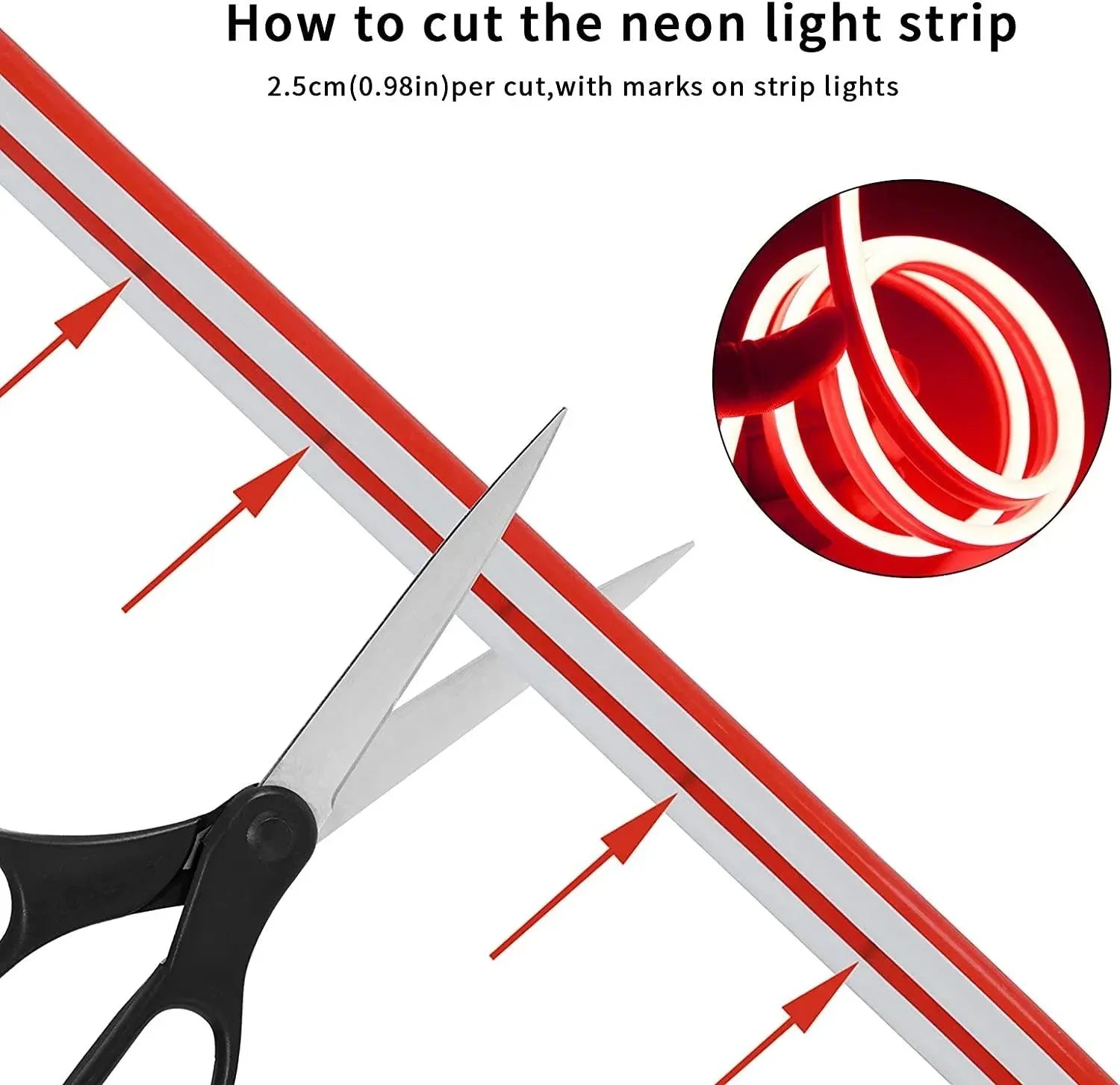 Red LED Neon Flex DC 12V IP65 Waterproof 8x16mm 120 LEDs/M - ATOM LED