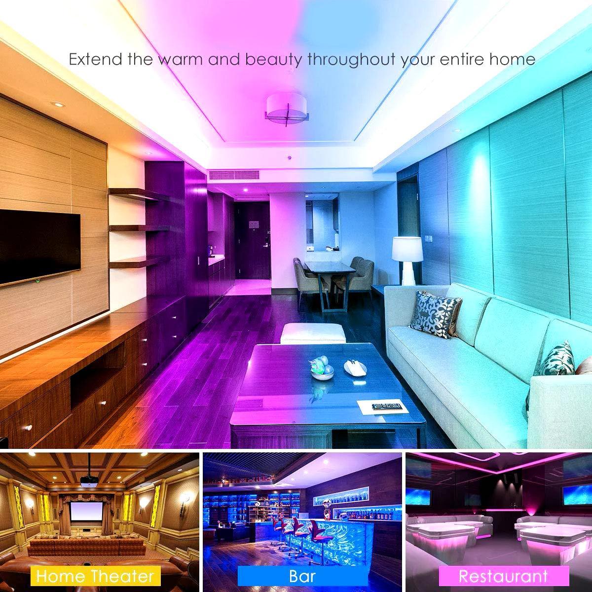 RGB LED Strip 5050 12V WiFi Control RGB LED Strip IP67 Waterproof 300LEDs 5m Full Kit Compatible with Alexa and Google Home - ATOM LED