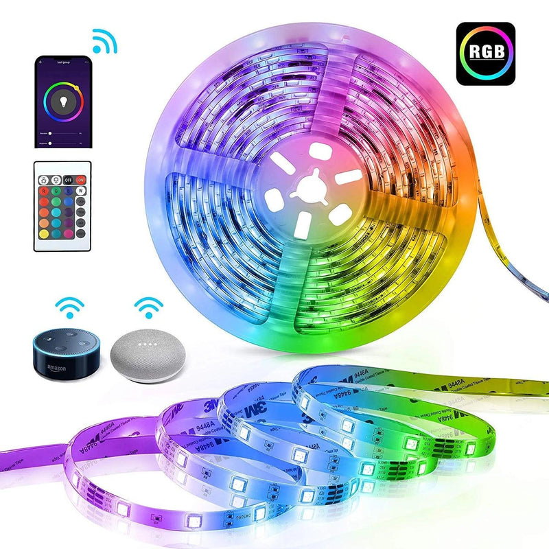 RGB LED Strip 5050 12V WiFi Control RGB LED Strip IP67 Waterproof 300LEDs 5m Full Kit Compatible with Alexa and Google Home - ATOM LED