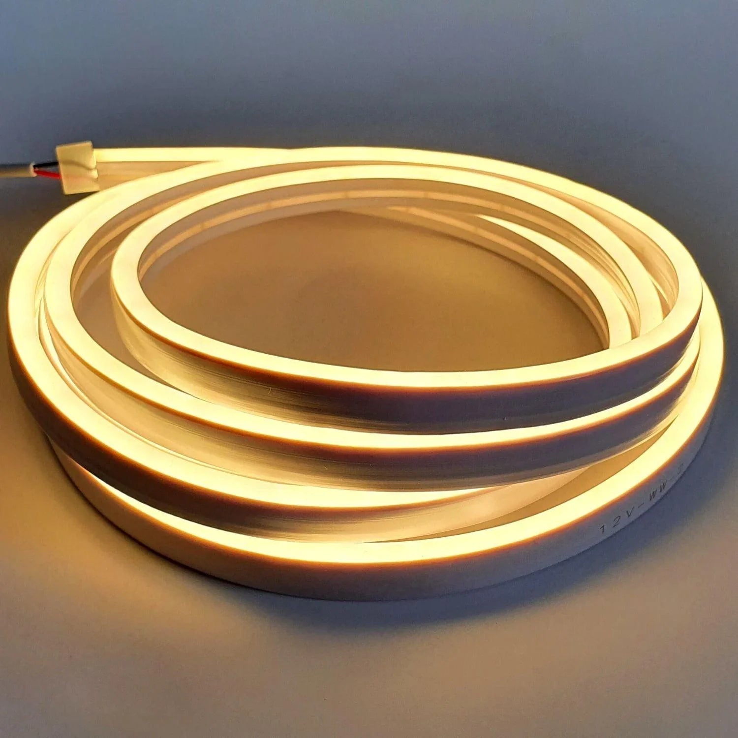 Mini Warm White Neon Flex 12V 6x12mm 120LEDs/m IP65 50 Metre Roll - ATOM LED