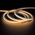 Warm White 2700K LED Neon Flex 15x15mm Top Bend 24V/48V, matching coiled product view on a dark surface