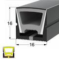 Black Silicone LED Neon Flex Tube Diffuser Body for LED Strip Light 16x16mm - ATOM LED