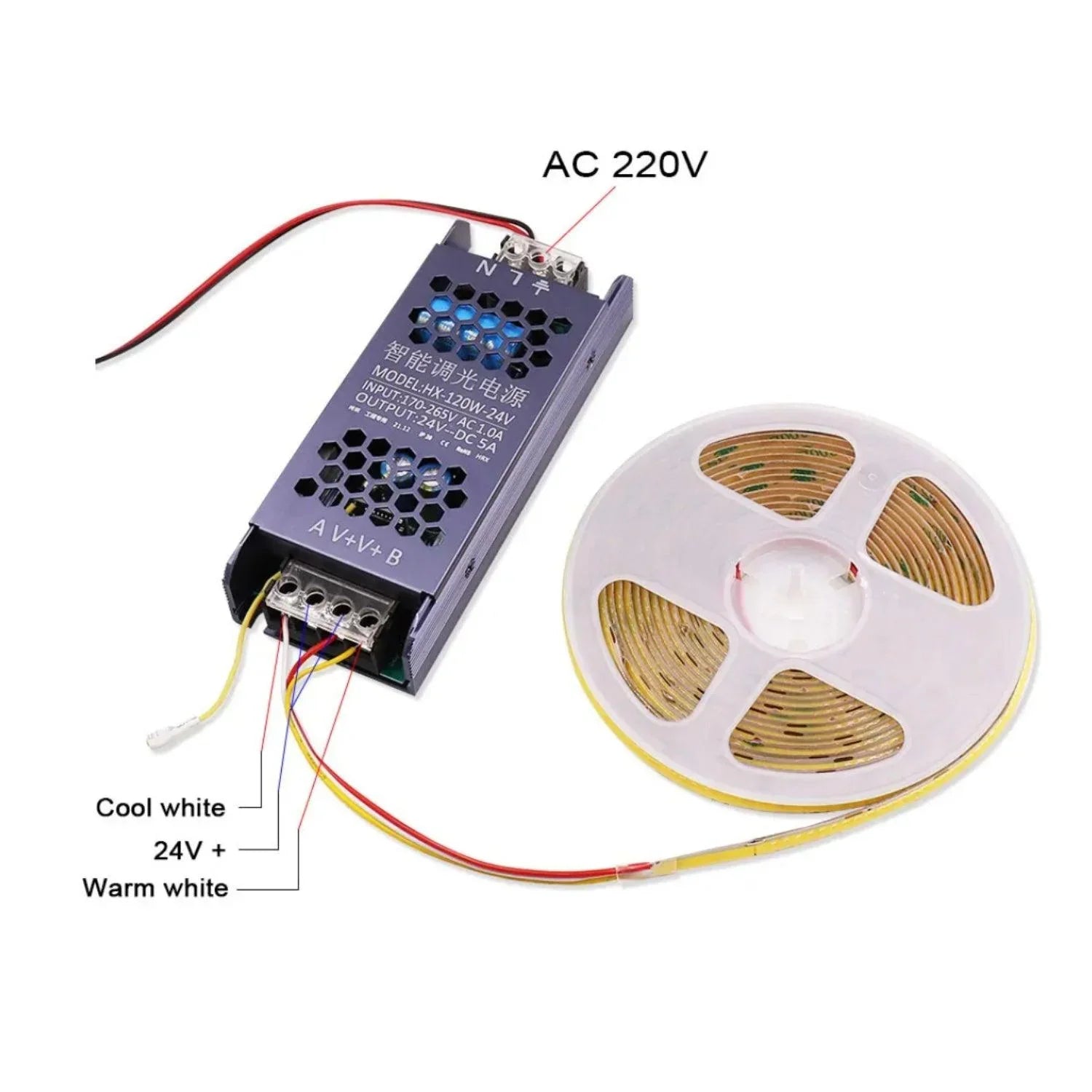 CCT LED Strip Dimmable Power Supply 24V Transformer with Dimmer 120W 450W LED Driver Bluetooth APP Control WW+CW - ATOM LED