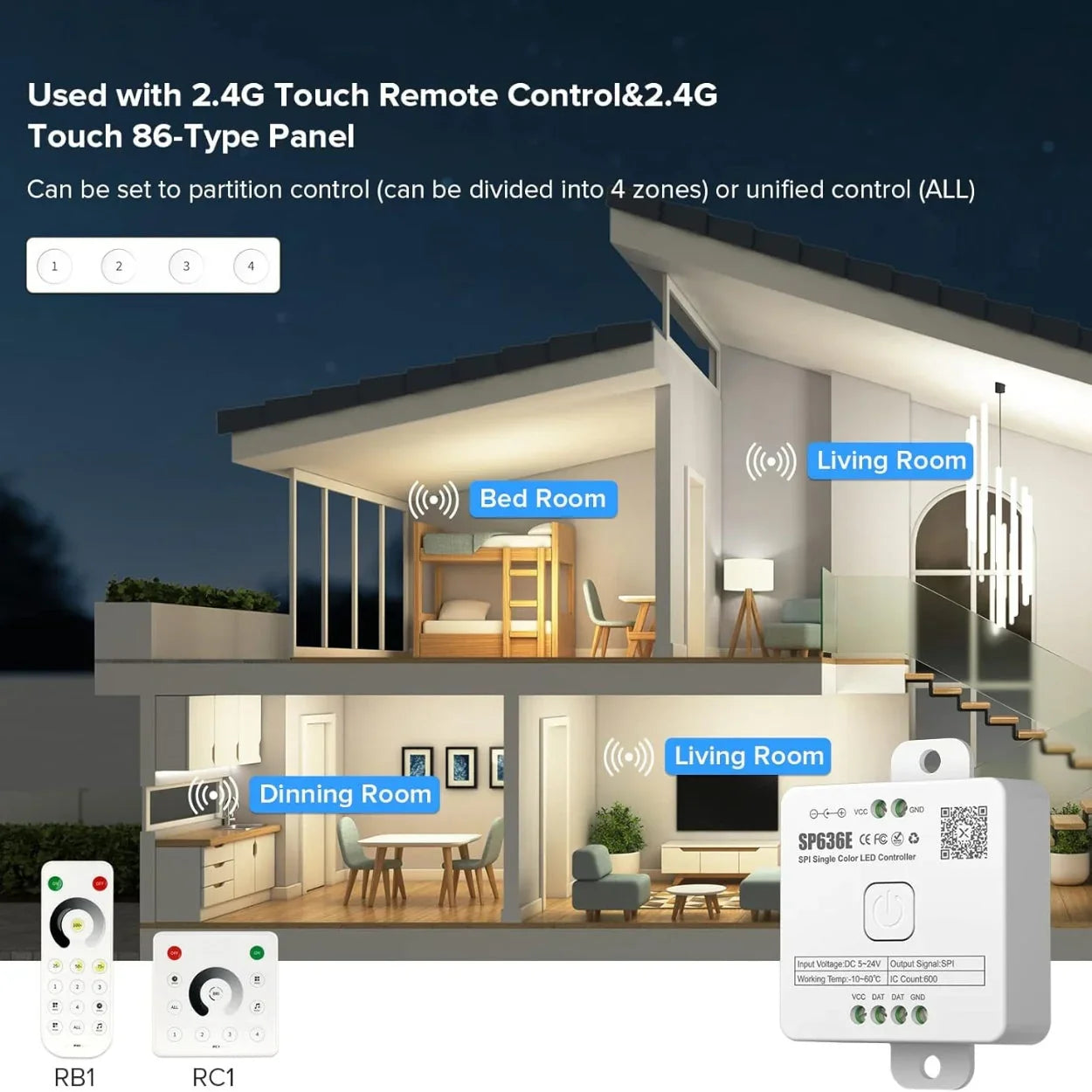 Remote for SP636E DC5-24V Addressable LED Strip Controller