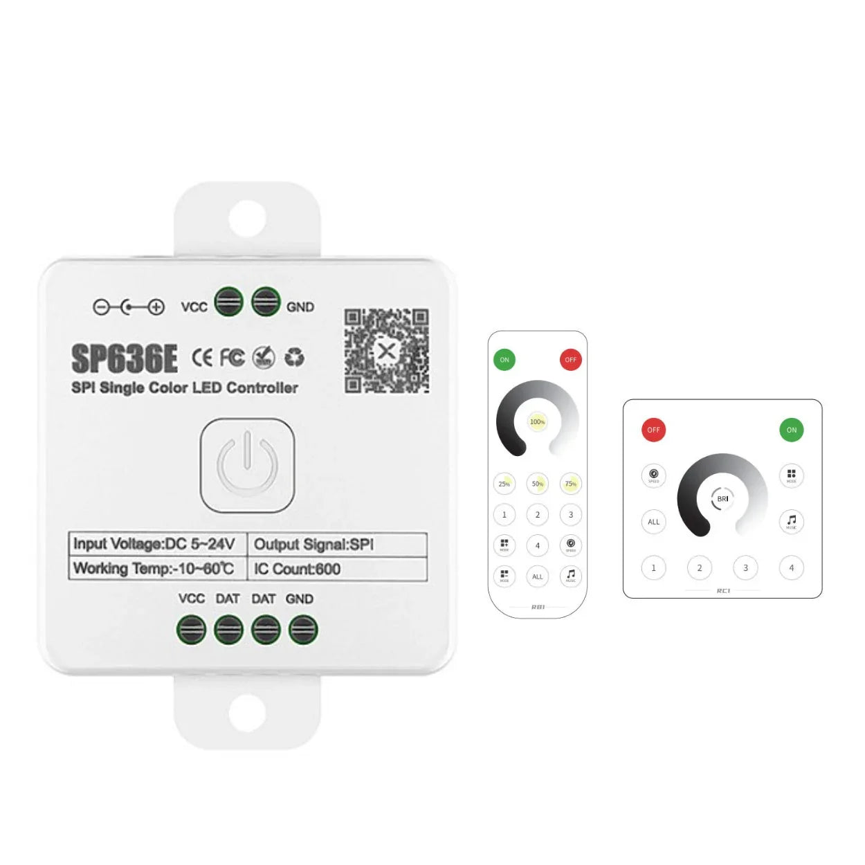 SP636E Addressable LED Strip Dimmer Bluetooth Music Control DC5-24V waterflow with remote and panel 