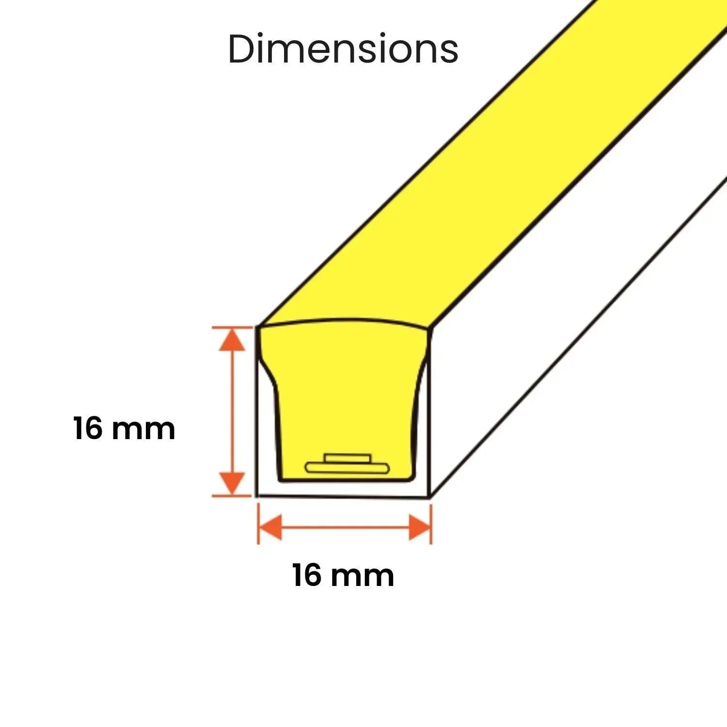 Cool White Neon Flex 6000K 16x16mm 220V 240V Top Bend IP65 10cm Cut with UK Plug - ATOM LED