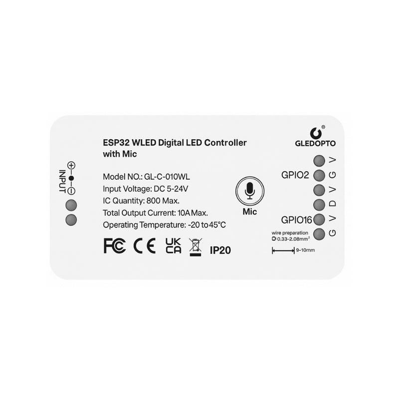 GLEDOPTO ESP32 WLED Digital Pixel LED Controller With Mic GL-C-010WL