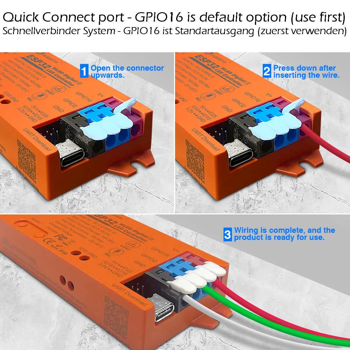 GLEDOPTO ESP32 WLED Digital Pixel LED Controller With Mic/UART WIFI GL-C-016WL-D