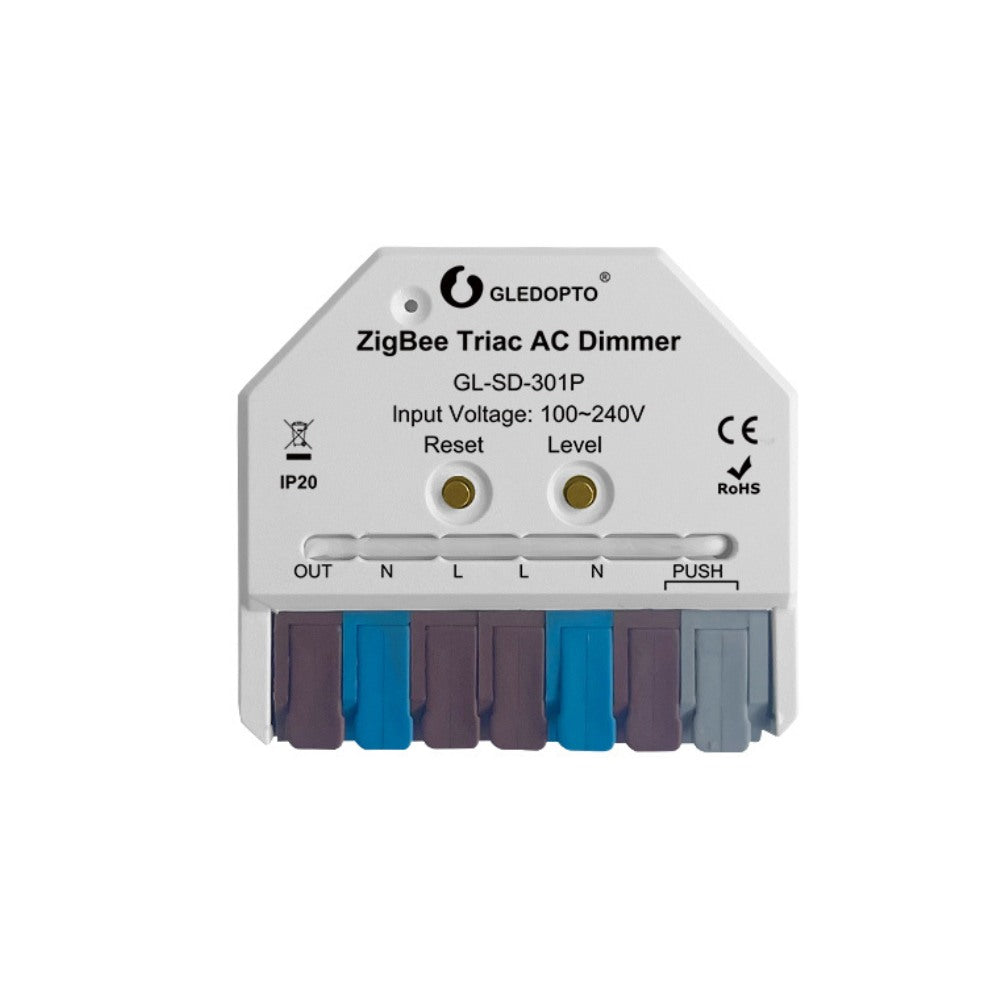 GLEDOPTO ZigBee AC Triac In-Wall Dimmer Control Box with Button GL-SD-301P — ATOM LED