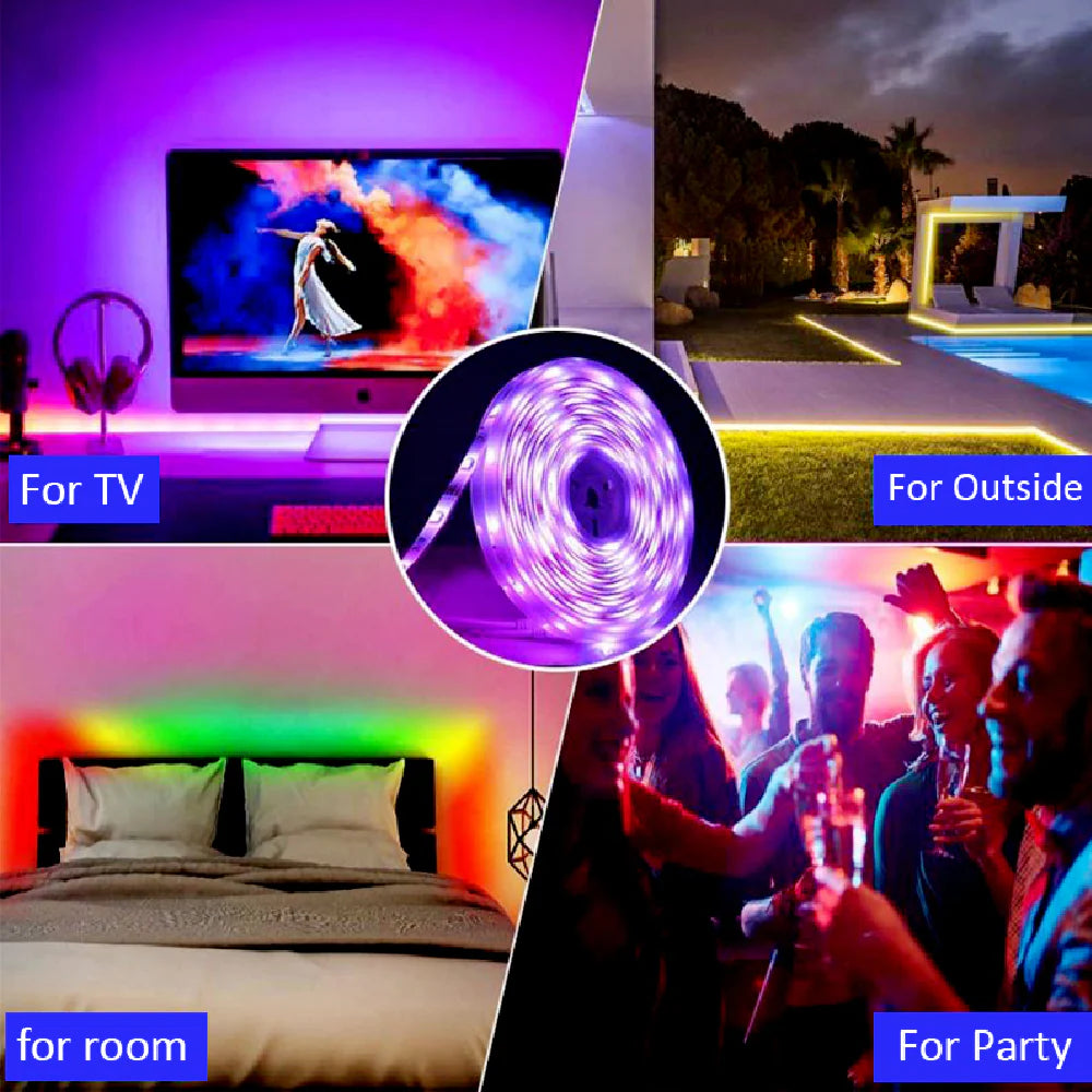 RGB LED Strip 5050 12V WiFi Control RGB LED Strip IP67 Waterproof 300LEDs 5m Full Kit Compatible with Alexa and Google Home - ATOM LED