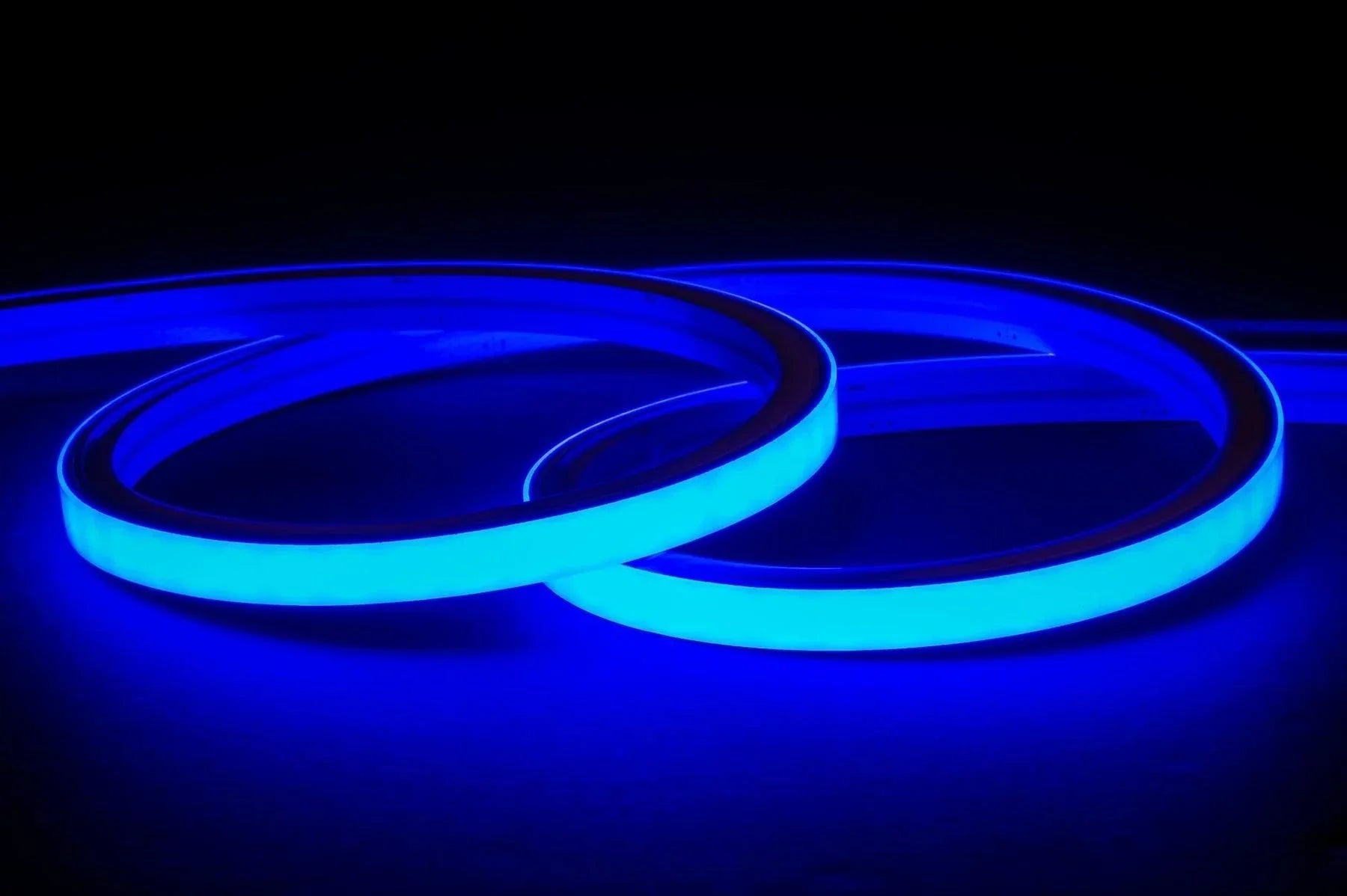 Blue LED Neon Flex 16x16mm 220V 240V Top Bending 120LEDs/m 20cm Cut IP65 Waterproof with UK Plug - ATOM LED