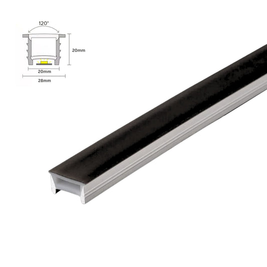 LED Strip Black Silicone Neon Flex Profile Cover Body Flexible Bendable 20x20mm