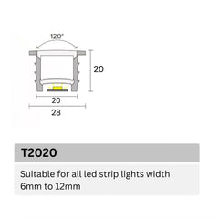 LED Strip Silicone Neon Flex Profile Cover Body Flexible Bendable 20x20mm