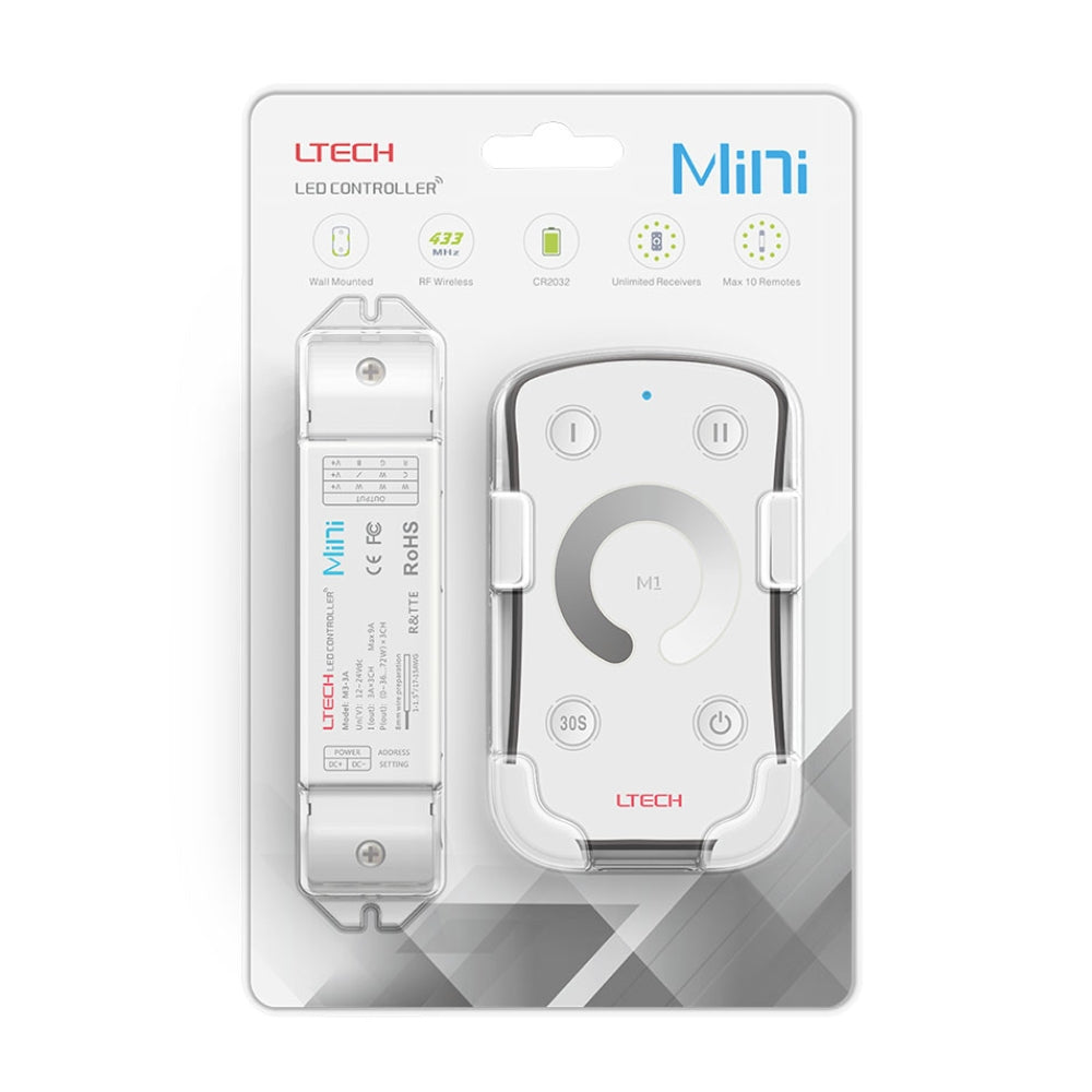 LTECH Remote Control Dimmer With RF Receiver M1+M3-3A