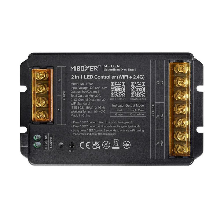 MiBoxer HW2 2 in 1 LED Controller (WiFi+2.4G) Output Max 30A 12V 48V