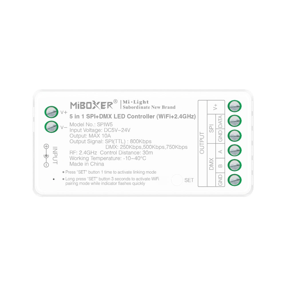 Miboxer 5 in 1 SPI+DMX LED Controller (WiFi+2.4G) SPIW5