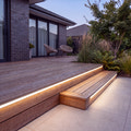 Illustration of 15x15mm LED neon flex illuminating outdoor timber decking with a neutral white 4000K glow.