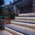 4000K 15x15mm Top Bend LED neon flex in an outdoor recessed garden step lighting illustration.