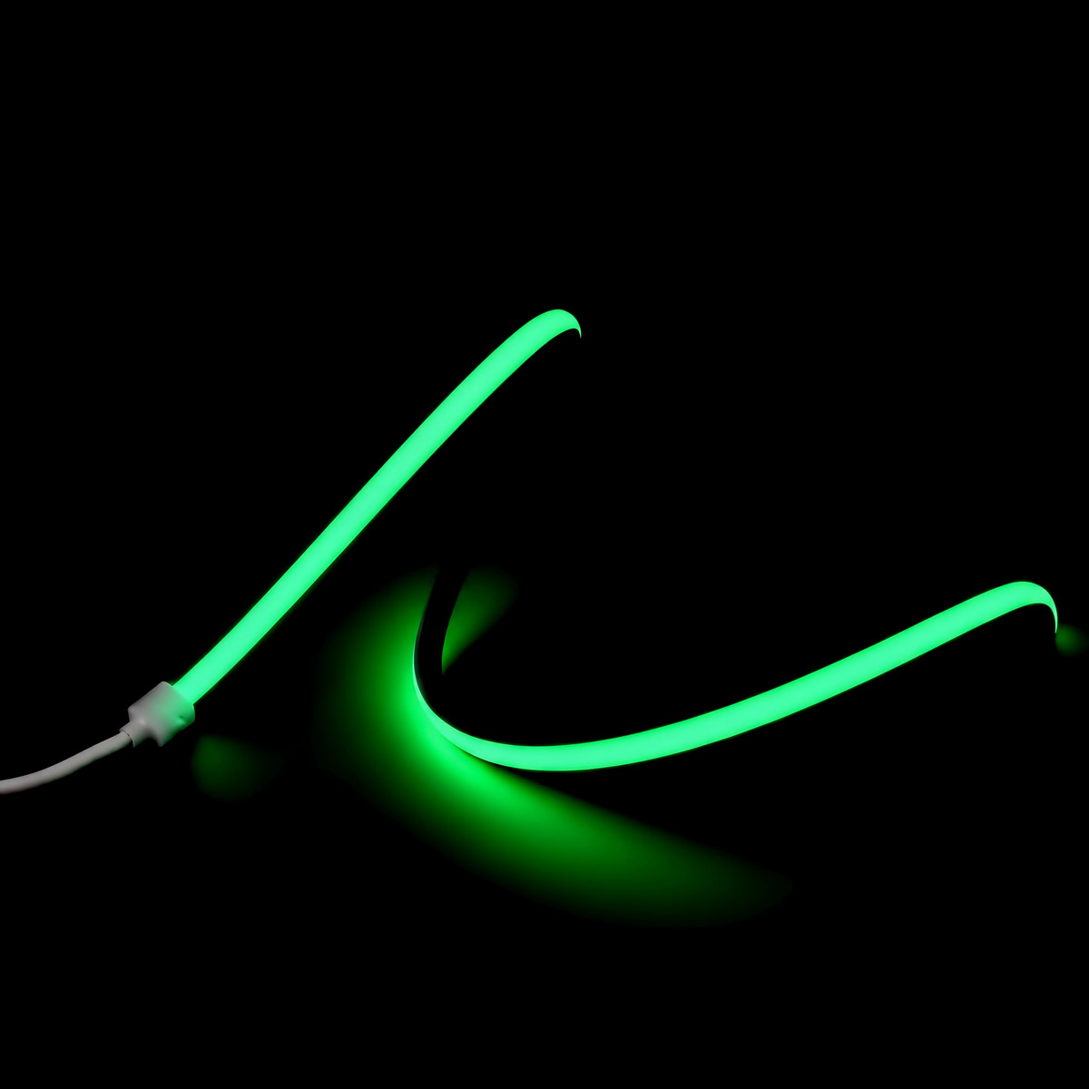 GREEN 15x15mm vertical bend LED Neon Flex - raised-wave colour illustration