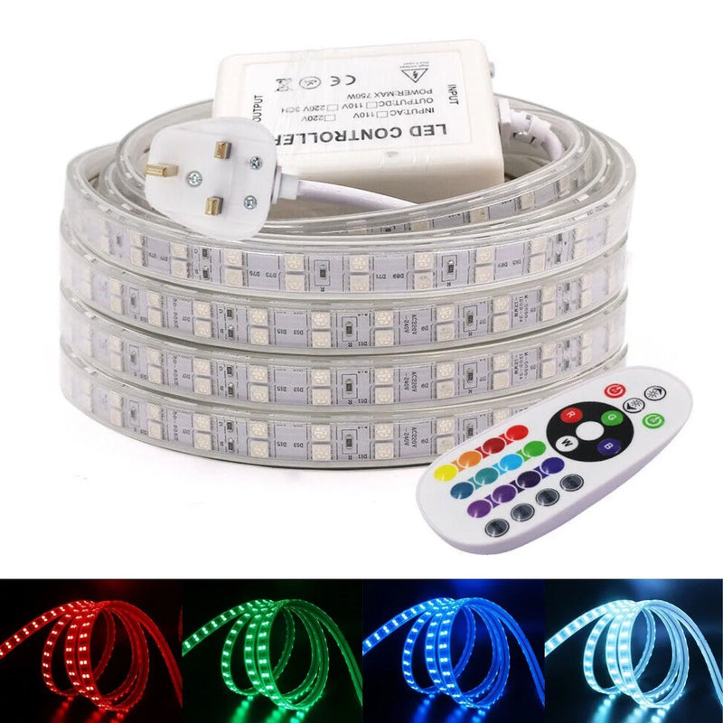 RGB LED Strip Light 220V 240V 120 LEDs/m IP65 Waterproof Kit