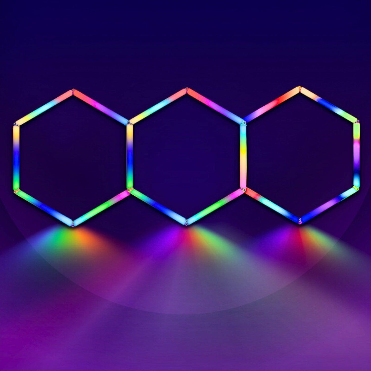 RGB Hexagrid LED Hexagon Ultrabright LED Multicolour Hex Lights - Three Hex Grid - ATOM LED