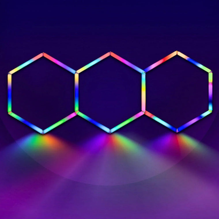 RGB Hexagrid LED Hexagon Ultrabright LED Multicolour Hex Lights - Three Hex Grid - ATOM LED