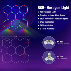RGB Hexagrid LED Hexagon Ultrabright LED Multicolour Hex Lights - Eight Hex Grid