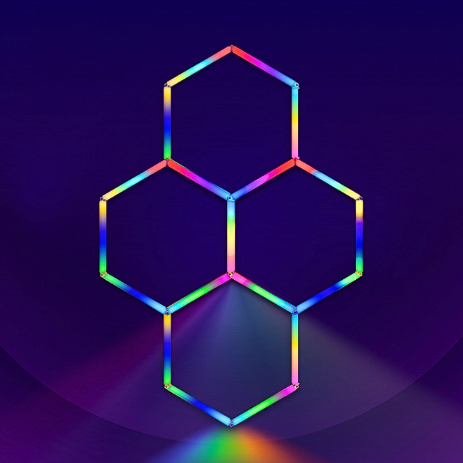 RGB Hexagrid LED Hexagon Ultrabright LED Multicolour Hex Lights - Four Hex Grid - ATOM LED