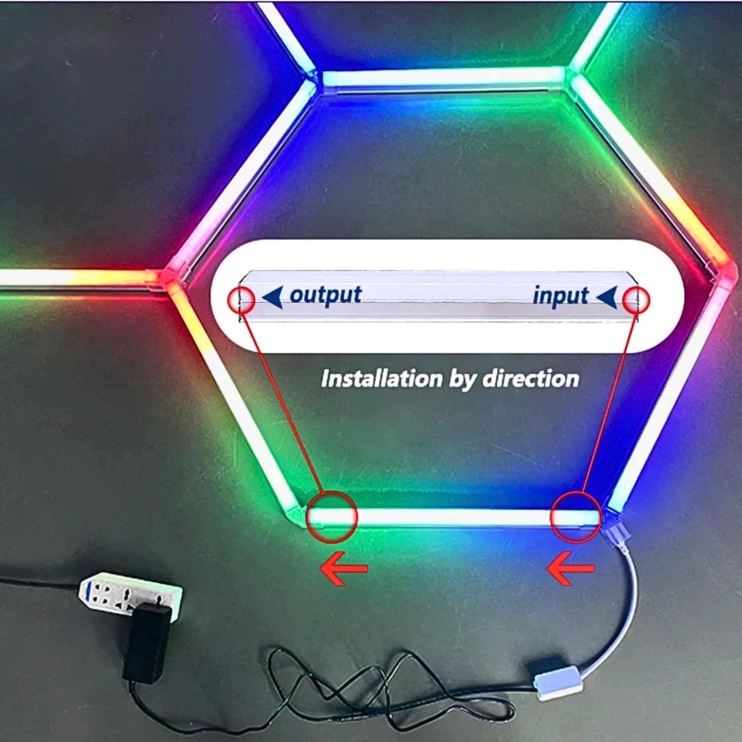 RGB Hexagrid LED Hexagon Ultrabright LED Multicolour Hex Lights - Five ...