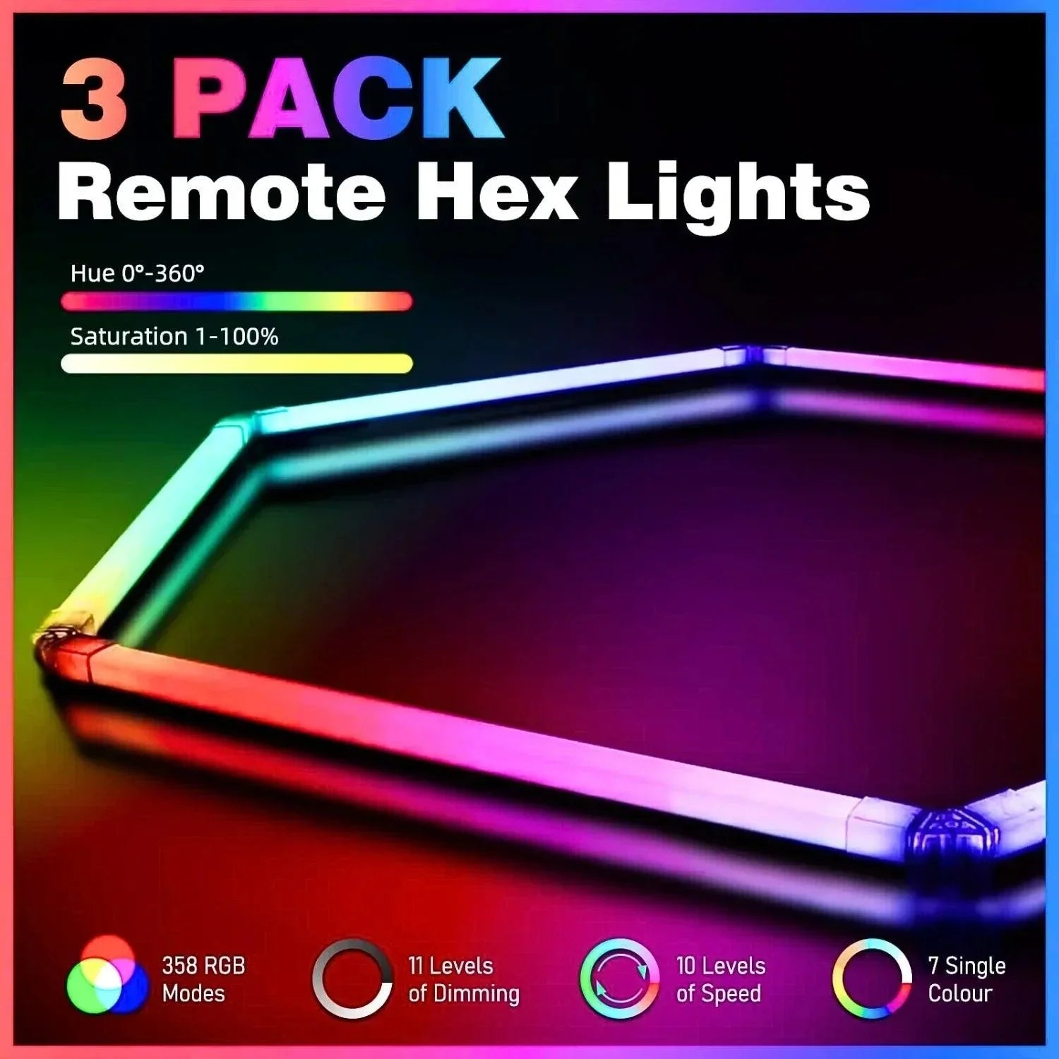 RGB Hexagrid LED Hexagon Ultrabright LED Multicolour Hex Lights - Four ...