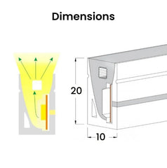 Cool White LED Neon Flex 6000K 24V 10x20mm IP68 Waterproof 10cm Cut