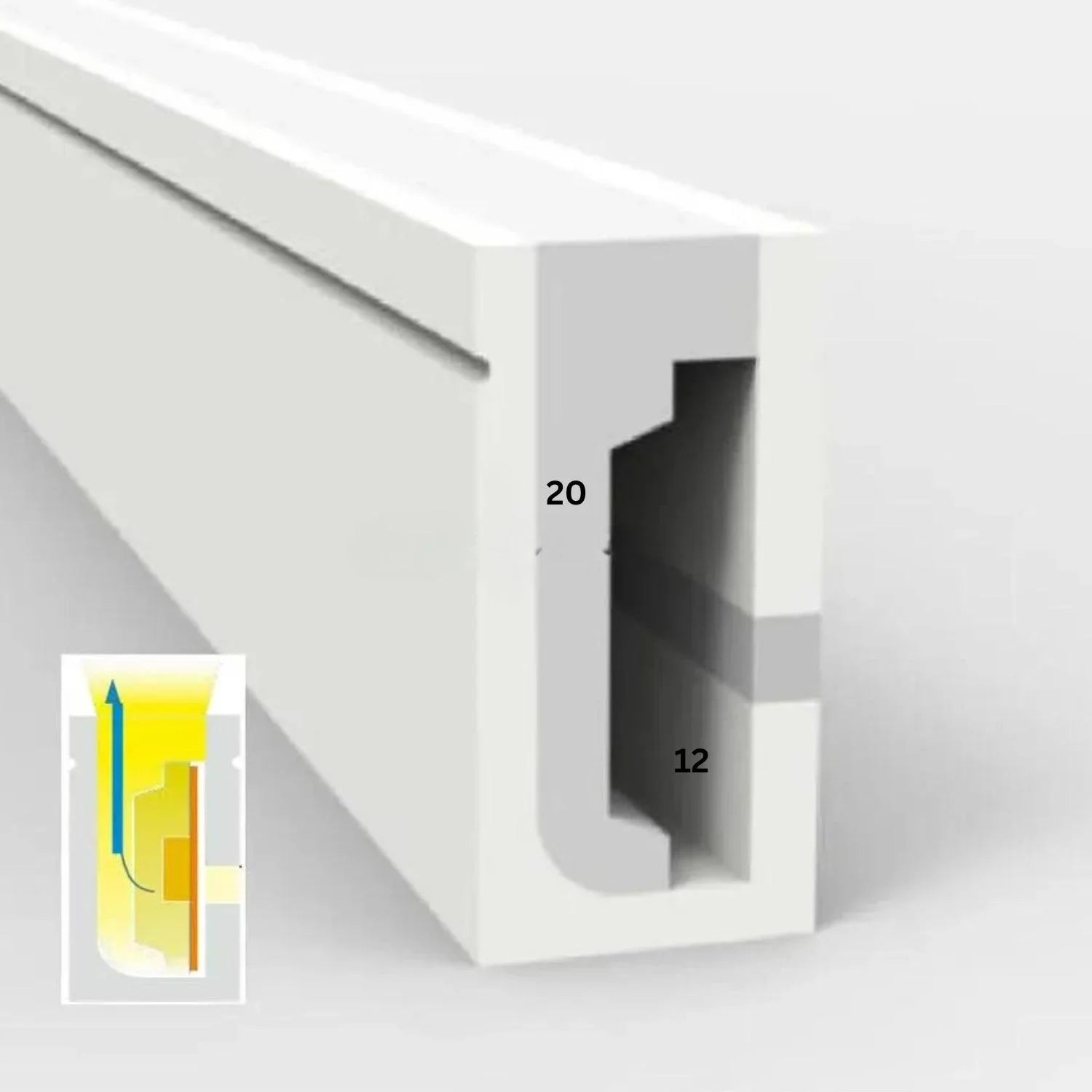 Silicone LED Neon Flex Diffuser Body for LED Strip 12x20mm - ATOM LED