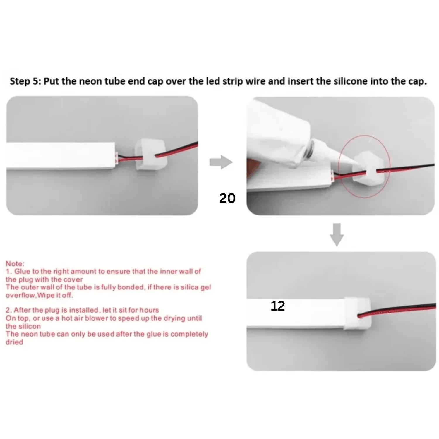 Black Silicone LED Neon Flex Tube Diffuser Body for LED Strip Light 5x13mm - ATOM LED