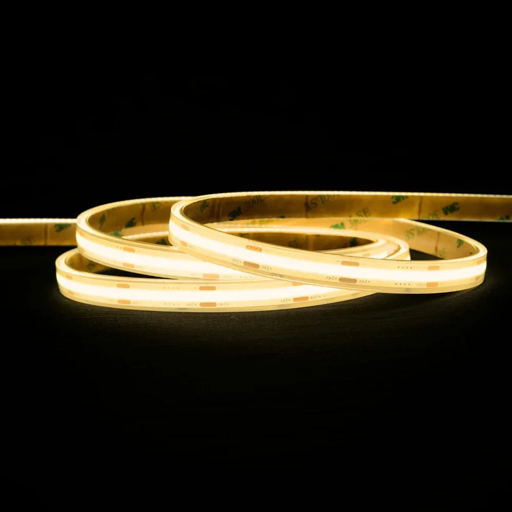 Warm White 3000K COB LED Strip 24V 384 LEDs/m IP68 Waterproof