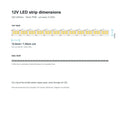 12V LED strip dimensions showing 10mm PCB and 12.5mm cut interval