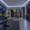Illustrative cool white 8×16mm IP65 neon flex installed in dry indoor ceiling coving
