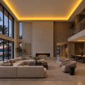 Illustrative ATOM LED golden 8×16mm neon flex installed in large-room ceiling coving