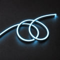ATOM LED ice blue 8×16mm 220–240V neon flex in a double-loop arrangement on dark charcoal
